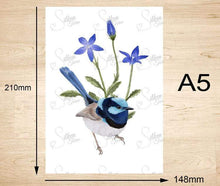 Load image into Gallery viewer, Superb Wren Art Prints set of 3 Silken Twine Art Print