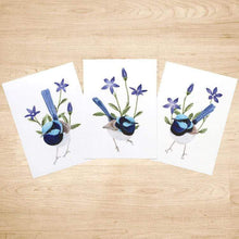 Load image into Gallery viewer, Superb Wren Art Prints set of 3 Silken Twine Art Print