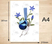 Load image into Gallery viewer, Superb Wren Art Prints set of 3 Silken Twine Art Print