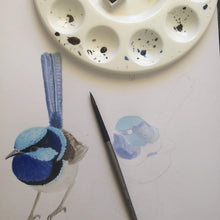 Load image into Gallery viewer, Superb Wren Cushion Cover Cotton Drill Silken Twine Cushion Cover