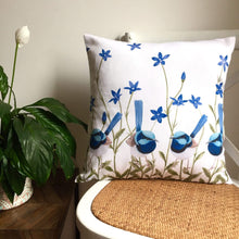 Load image into Gallery viewer, Superb Wren Cushion Cover Cotton Drill Silken Twine Cushion Cover