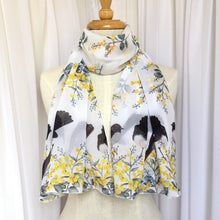 Load image into Gallery viewer, Willie Wagtail and Wattles Scarf Silken Twine Scarf