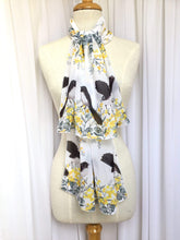 Load image into Gallery viewer, Willie Wagtail and Wattles Scarf Silken Twine Scarf