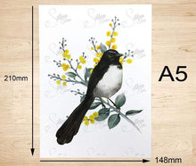 Load image into Gallery viewer, Willie Wagtail Print set of 3 Silken Twine Art Print