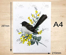 Load image into Gallery viewer, Willie Wagtail Print set of 3 Silken Twine Art Print