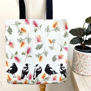 Magpies reusable bag Silken Twine Tote Bag