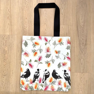 Magpies reusable bag Silken Twine Tote Bag