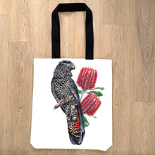 Load image into Gallery viewer, Red Tailed Black Cockatoo reusable bag Silken Twine Tote Bag