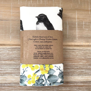 Willie Wagtail and Wattles Cushion Cover 5 birds Cotton Drill Silken Twine Cushion Cover