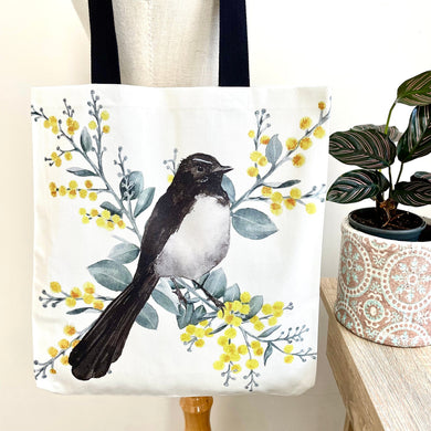 Willie Wagtail Tote Bag Silken Twine Tote Bag