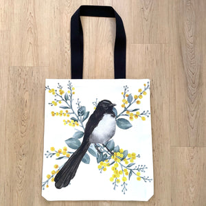 Willie Wagtail Tote Bag Silken Twine Tote Bag