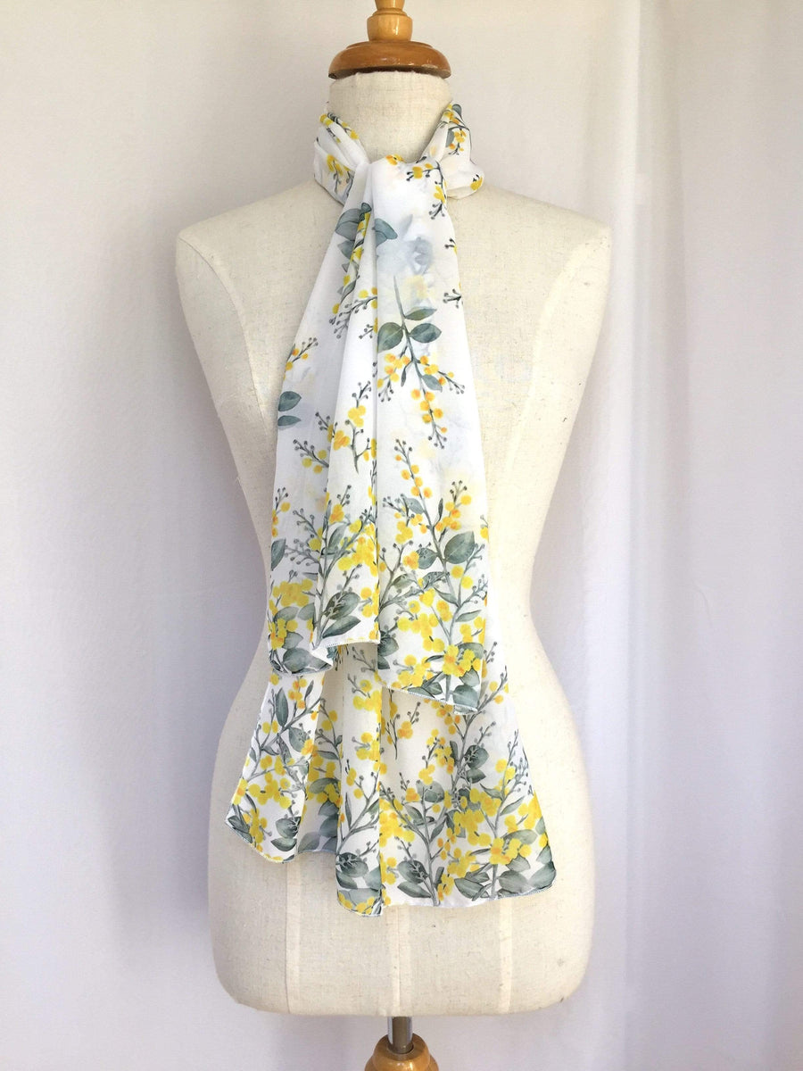 Silver Wattle Scarf Australian Made Native Flora Gift by Silken Twine