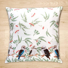Load image into Gallery viewer, Kookaburra 5 birds Cushion Cover Cotton Drill Silken Twine Cushion Cover