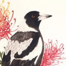 Load image into Gallery viewer, Magpie and Grevillea Cushion Cover Side Cotton Drill