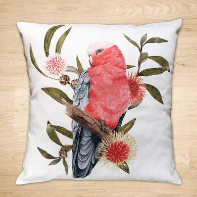 Pink and Grey Galah Cushion Cover Cotton Drill Silken Twine Cushion Cover