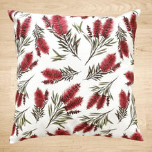 Load image into Gallery viewer, Red Bottlebrush Cushion Cover Cotton Drill Silken Twine Cushion Cover
