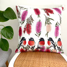 Load image into Gallery viewer, Scarlet Robin Cushion Cover Cotton Drill Silken Twine Cushion Cover