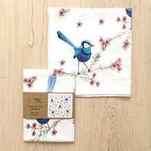 Load image into Gallery viewer, Single Blue Wren Handkerchief 5 birds Silken Twine Handkerchief