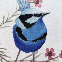 Load image into Gallery viewer, Single Blue Wren Handkerchief Corner Bird Silken Twine Handkerchief