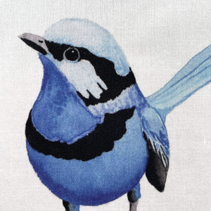 Single Blue Wren Handkerchief Large Bird Silken Twine Handkerchief