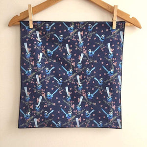 Single Blue Wren Mini's Handkerchief Navy Silken Twine Handkerchief