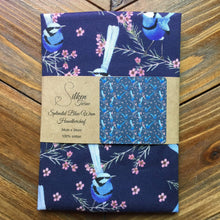 Load image into Gallery viewer, Single Blue Wren Mini&#39;s Handkerchief Navy Silken Twine Handkerchief