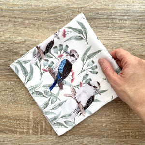 Single Kookaburra Handkerchief 5 birds Silken Twine Handkerchief