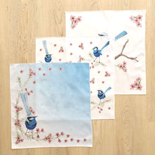 Load image into Gallery viewer, Splendid Blue Wren Handkerchief 3 pack Silken Twine Handkerchief