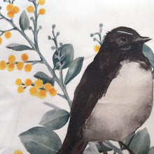 Load image into Gallery viewer, Willie Wagtail and Wattles Cushion Cover single bird Cotton Drill