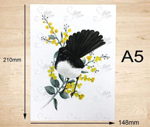 Load image into Gallery viewer, Willie Wagtail Print (Front) Silken Twine Art Print