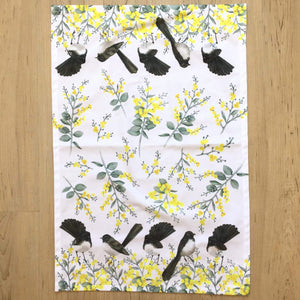 Willie Wagtail Tea towel Silken Twine Tea Towel